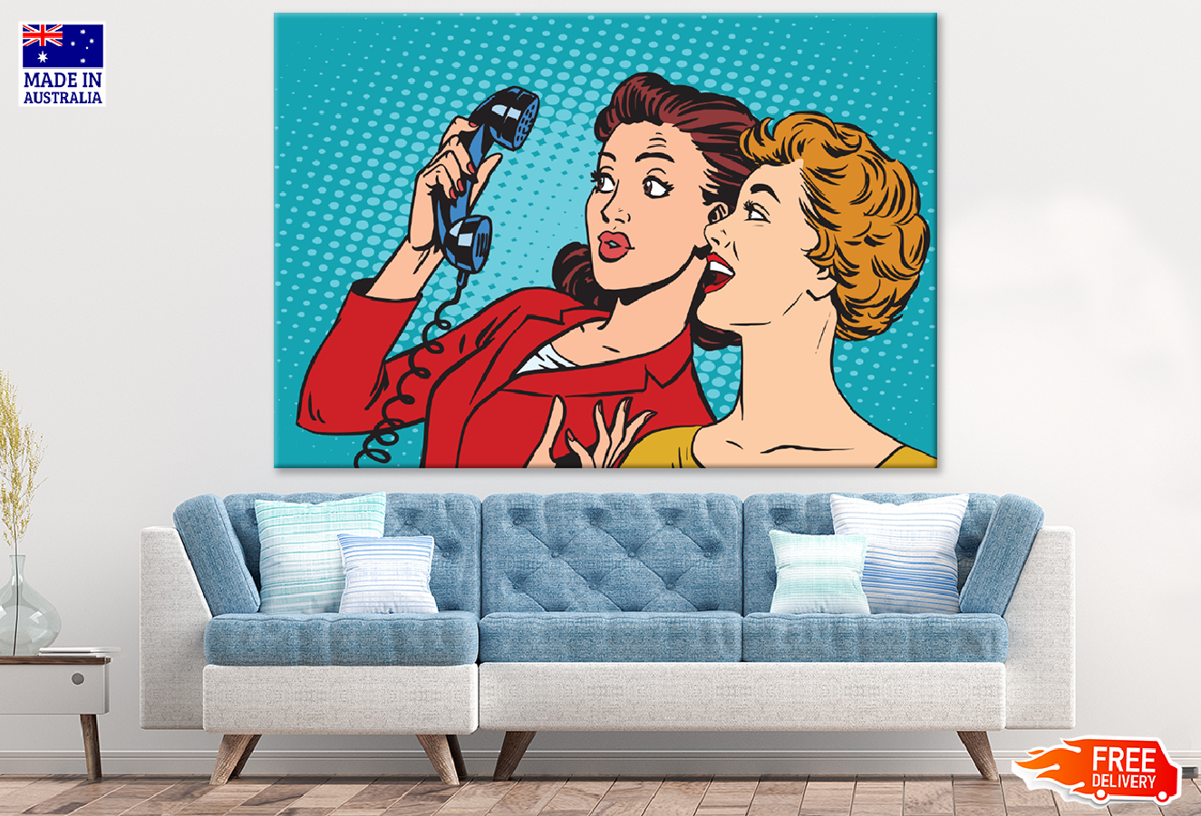 Girls Holding a Phone Illustration Print 100% Australian Made