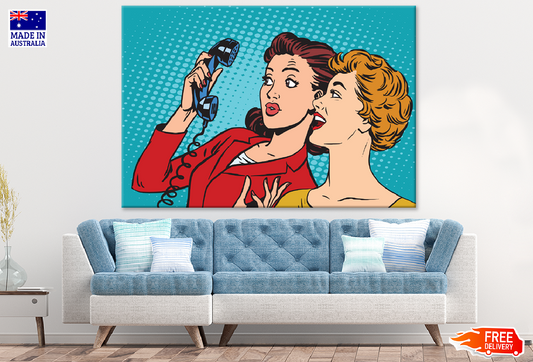Girls Holding a Phone Illustration Print 100% Australian Made