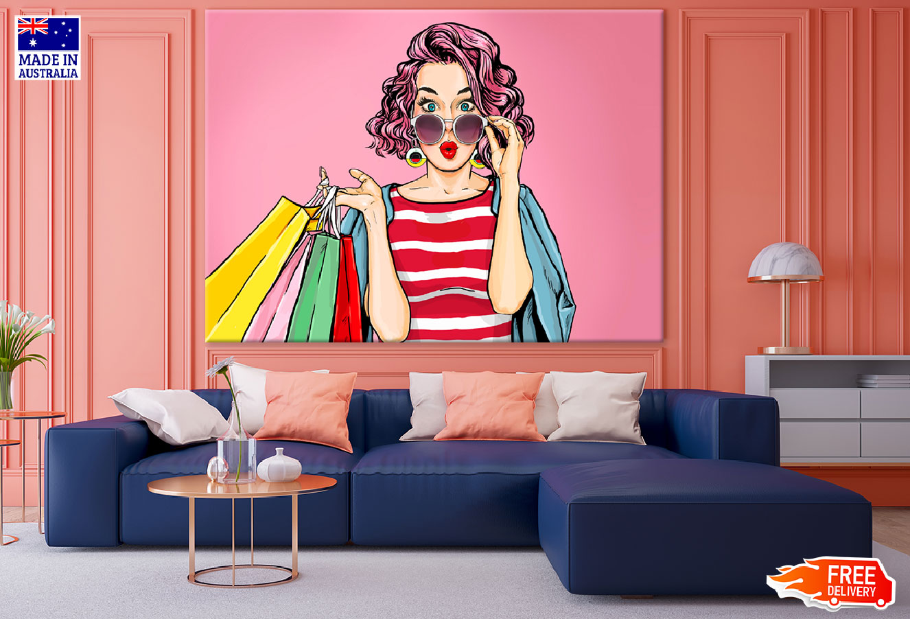 Fashion Girl With Sun Glasses Illustration Print 100% Australian Made