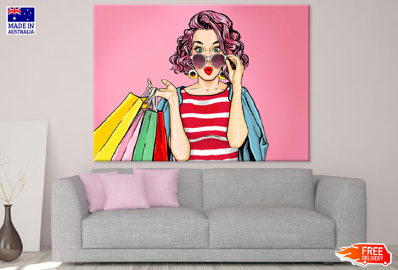Fashion Girl With Sun Glasses Illustration Print 100% Australian Made