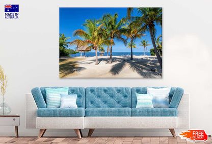 Palm Trees & Beach Hut near Beach View Photograph Print 100% Australian Made