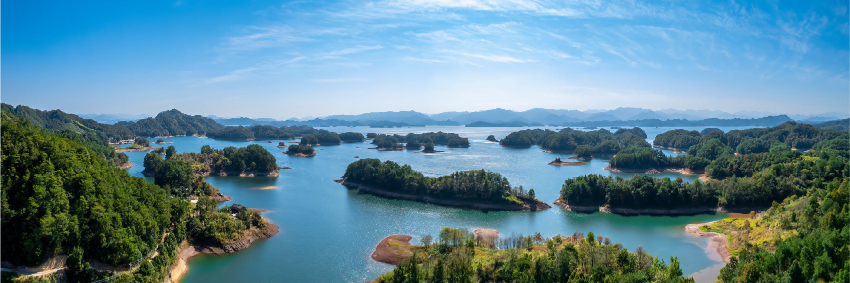 Panoramic Canvas Zhejiang Lake Aerial View Photograph High Quality 100% Australian Made Wall Canvas Print Ready to Hang