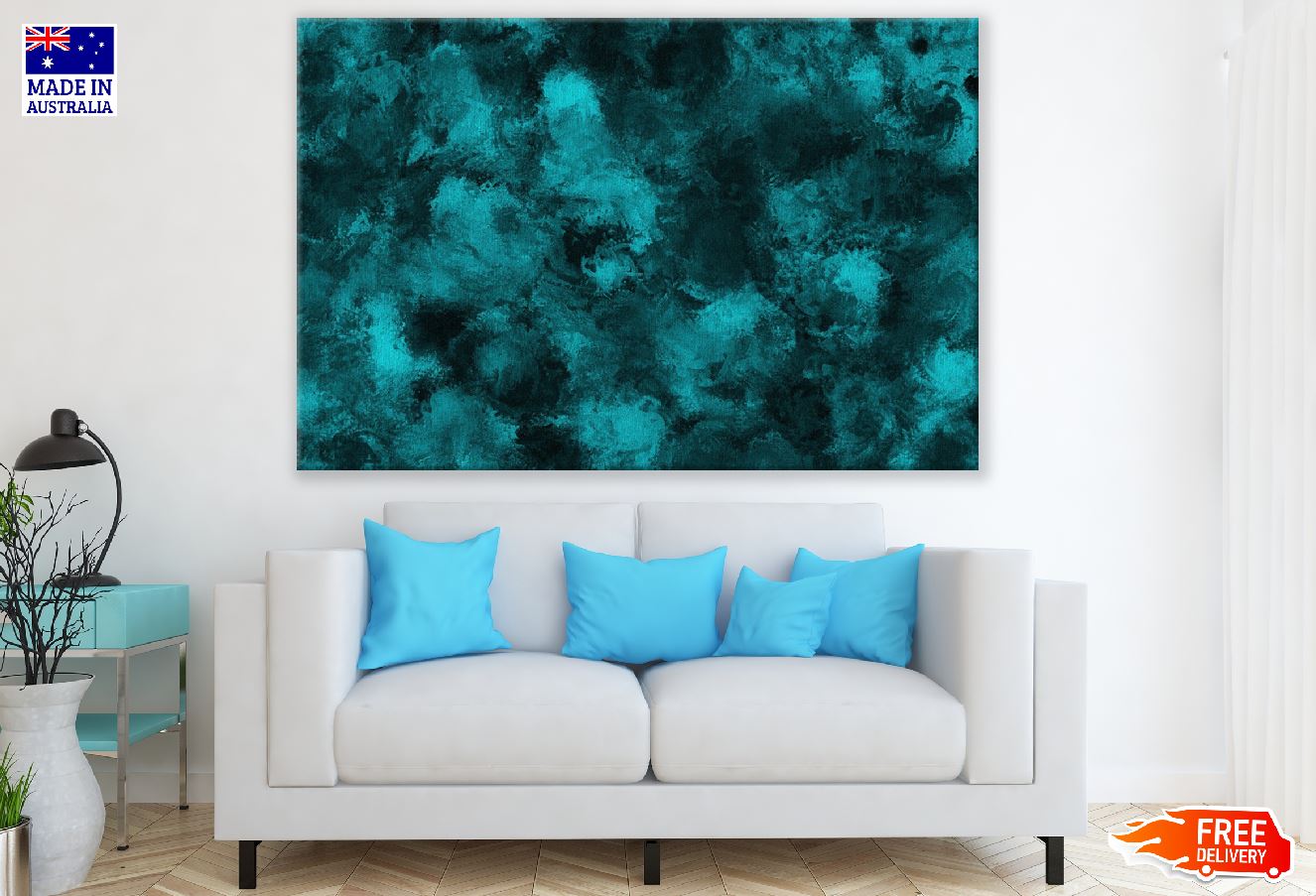 Blue Black Abstract Design Print 100% Australian Made