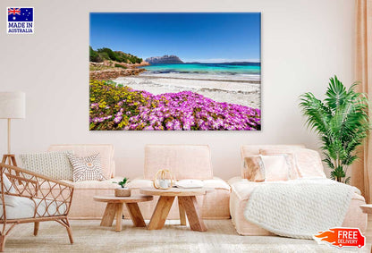 Rocks & Flowers at Doctors Beach Italy Print 100% Australian Made