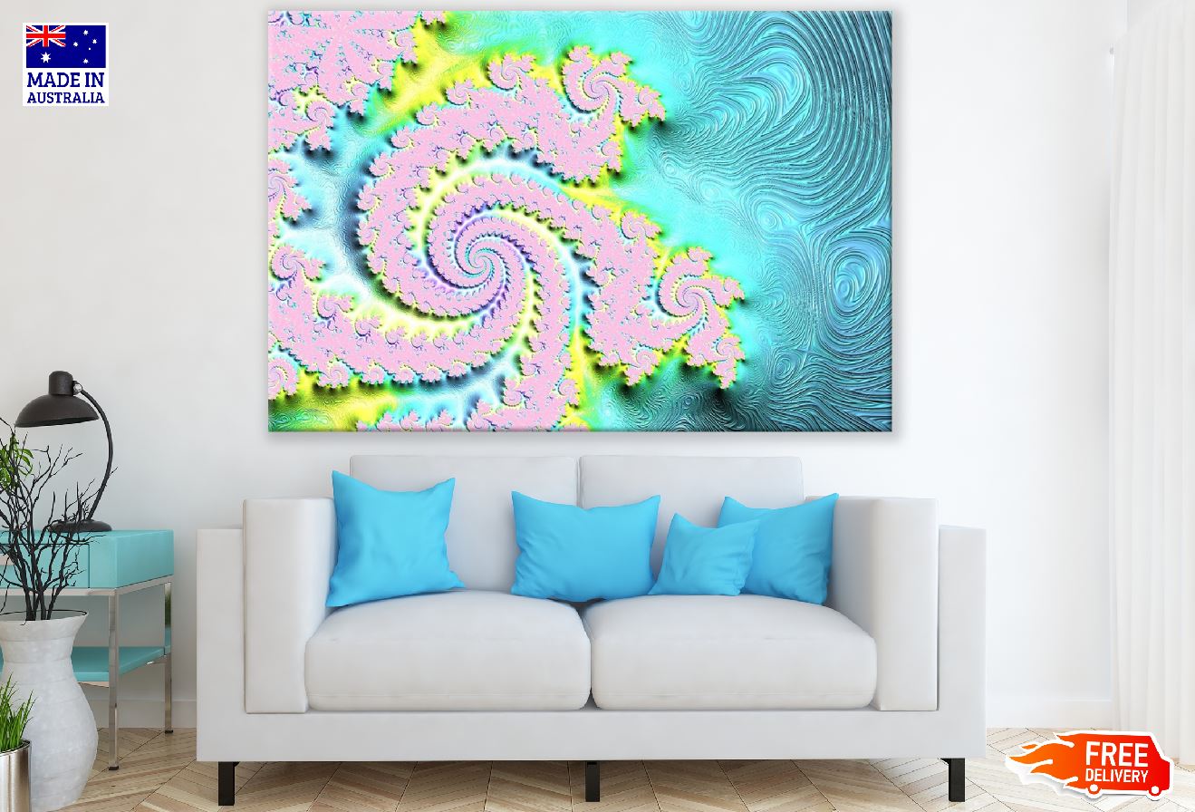 Green Pink & Blue Fractal Abstract Design Print 100% Australian Made