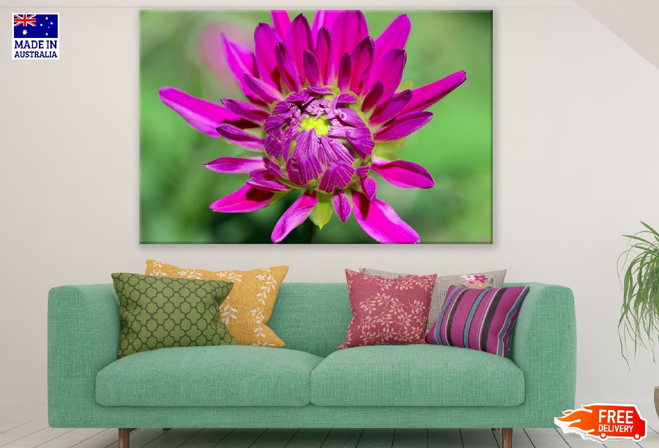 Purple Dahlia Flower Closeup Photograph Print 100% Australian Made