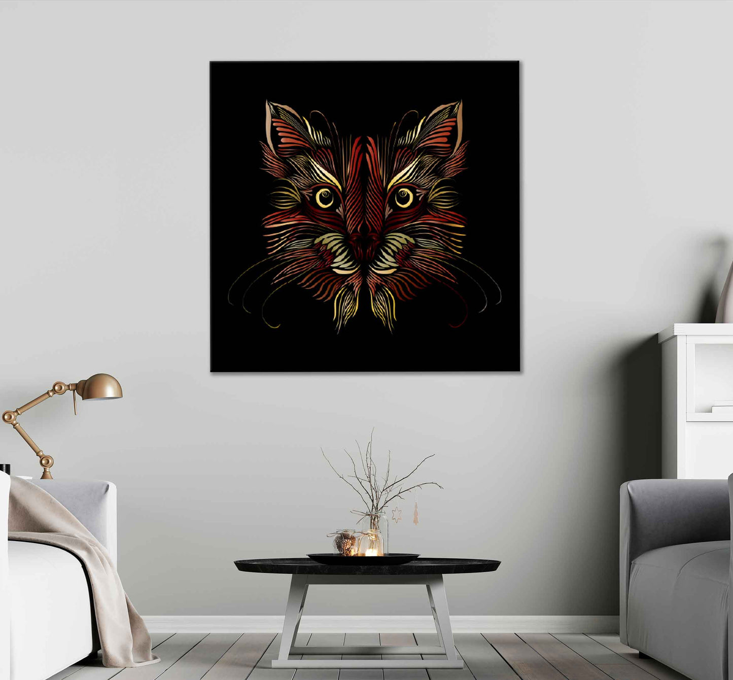 Square Canvas Abstract Muzzle Cat Vector Design High Quality Print 100% Australian Made