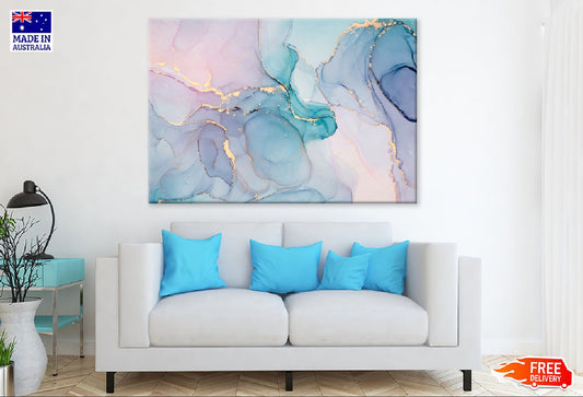 Blue Green & Pink Gold Abstract Design Print 100% Australian Made