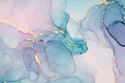 Blue Green & Pink Gold Abstract Design Print 100% Australian Made
