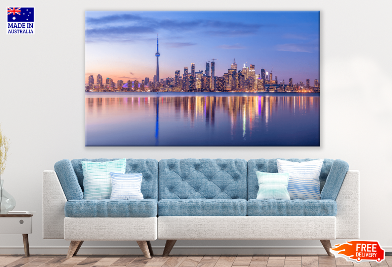 Toronto Skyline with Purple Light Print 100% Australian Made