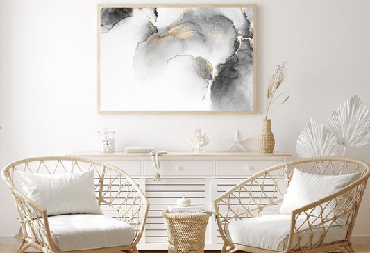 Black & Gold Abstract Fluid Design Home Decor Premium Quality Poster Print Choose Your Sizes