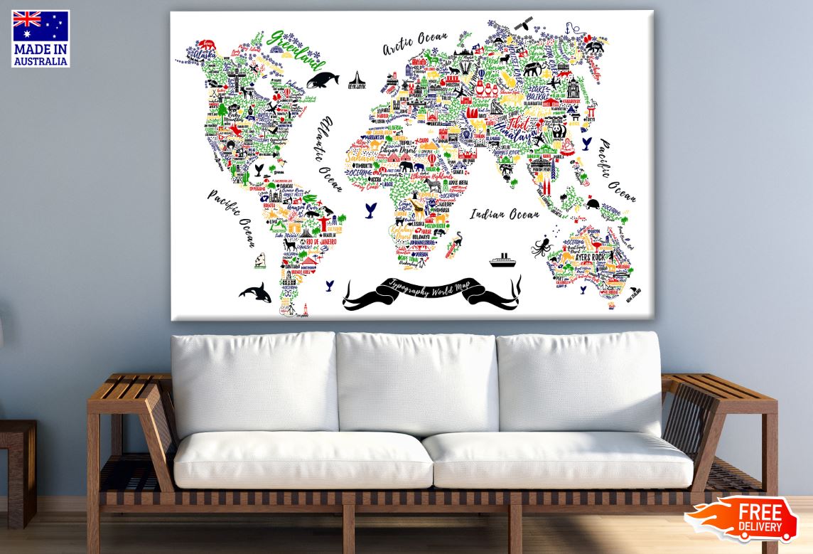 Creative World Map Vector Print 100% Australian Made