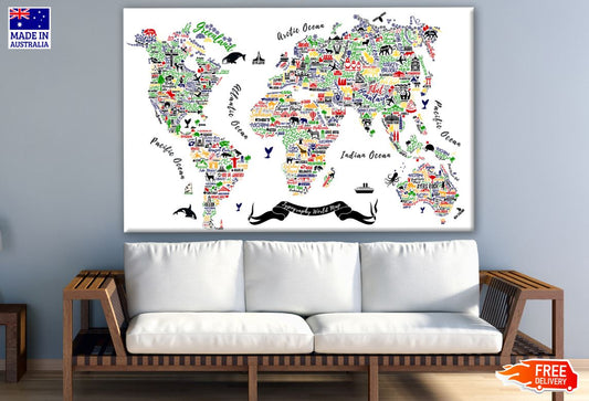 Creative World Map Vector Print 100% Australian Made