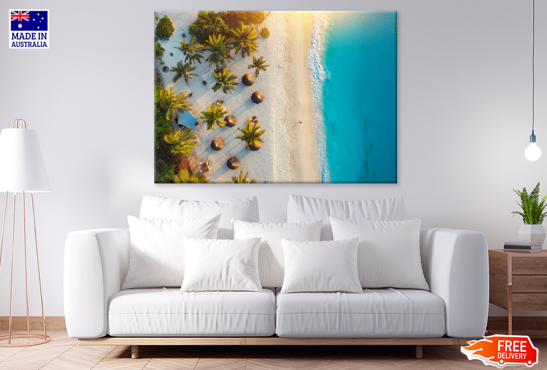 Palm Trees & Sea Aerial View Photograph Print 100% Australian Made