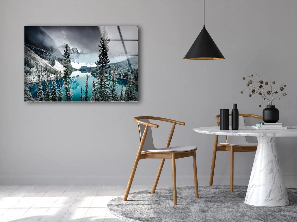 Lake & Snow Covered Mountain Photograph Acrylic Glass Print Tempered Glass Wall Art 100% Made in Australia Ready to Hang