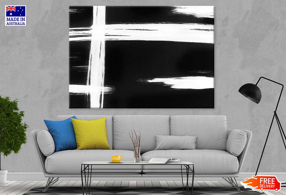 White Cross Line B&W Abstract Design Print 100% Australian Made