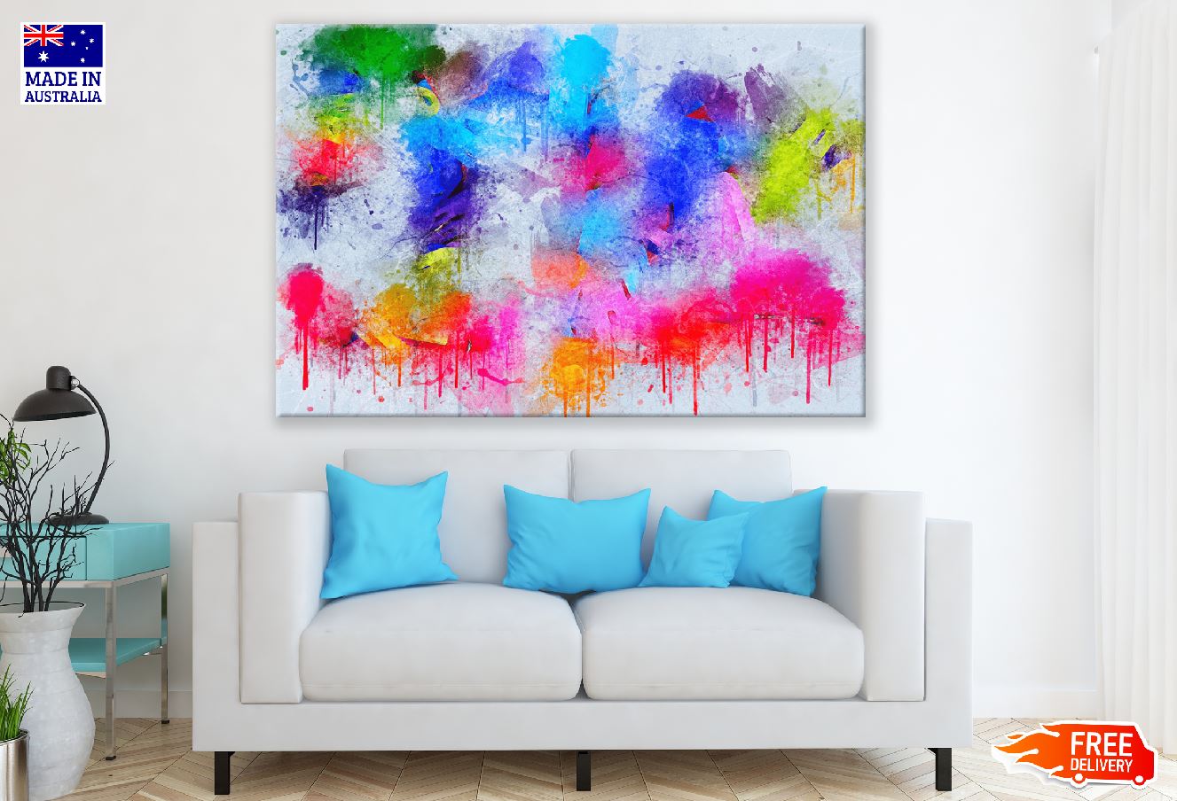 Red Blue & Green Abstract Design Print 100% Australian Made