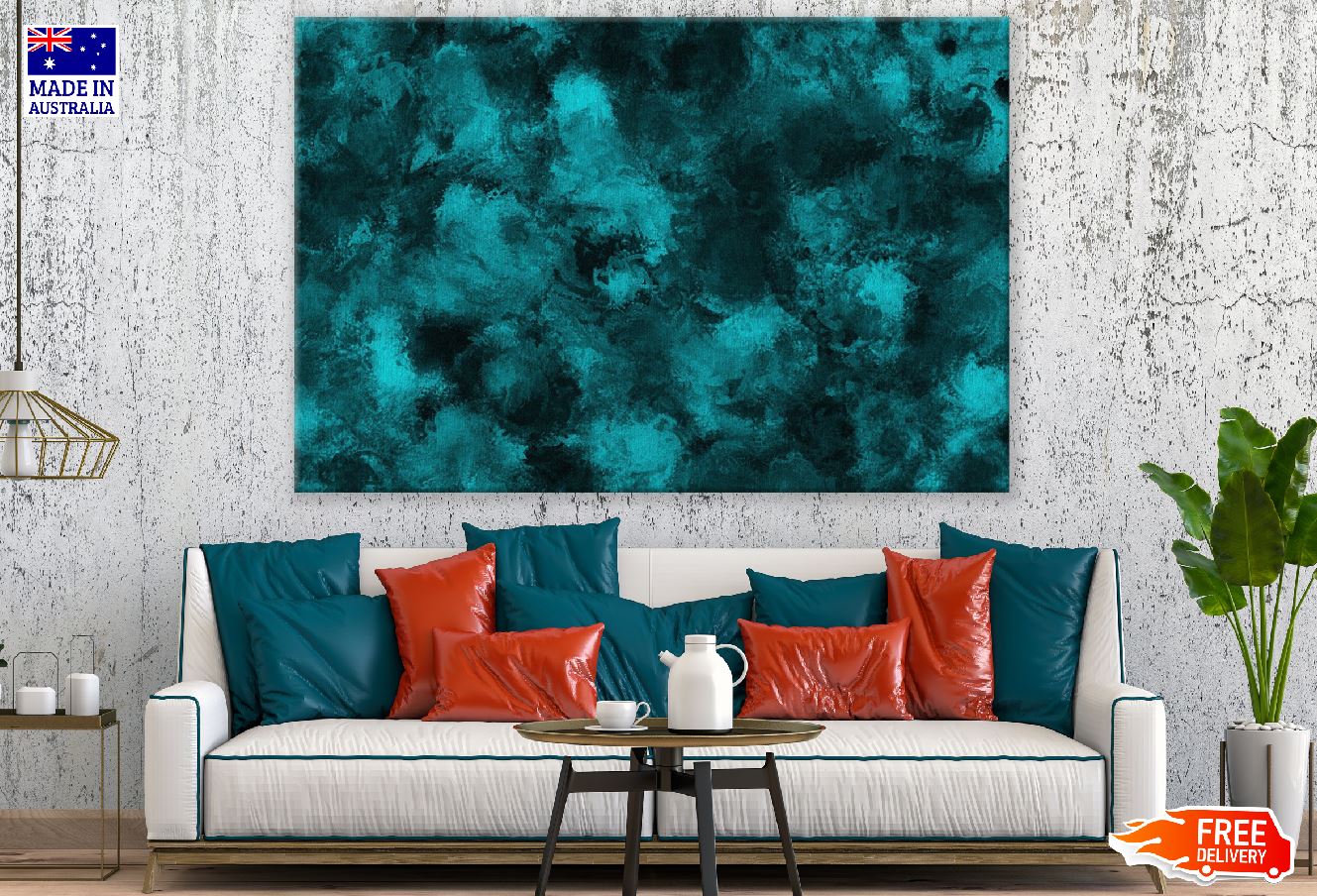 Blue Black Abstract Design Print 100% Australian Made