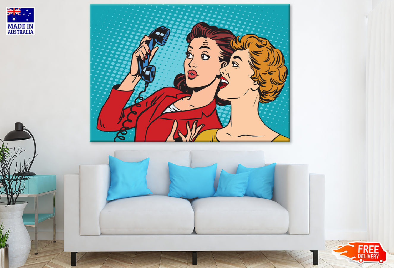 Girls Holding a Phone Illustration Print 100% Australian Made