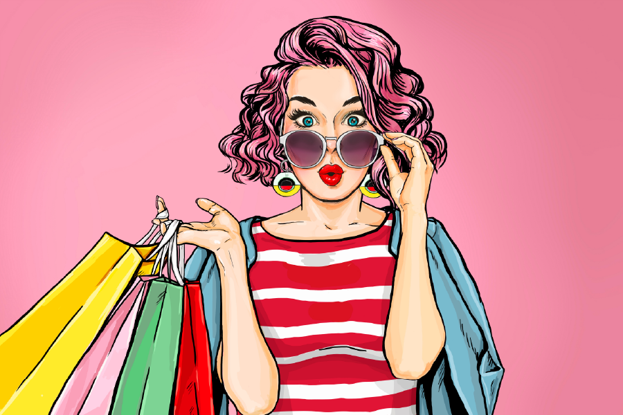 Fashion Girl With Sun Glasses Illustration Print 100% Australian Made