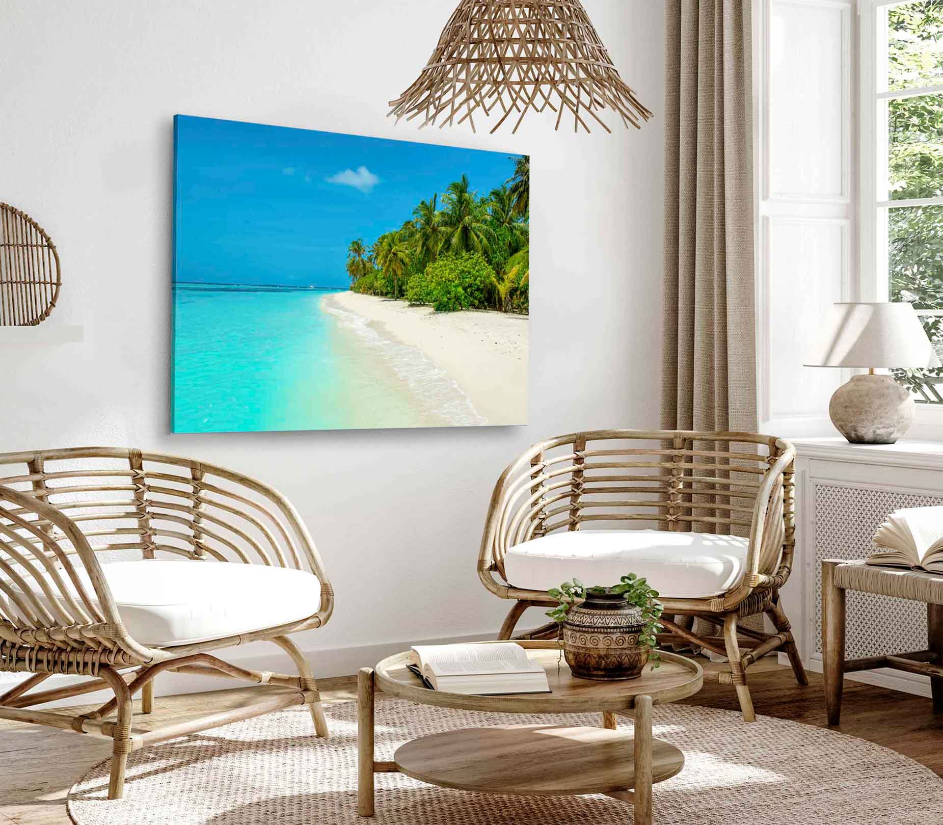Bella Home Sandy Beach View Maldives Island Print Canvas Ready to hang