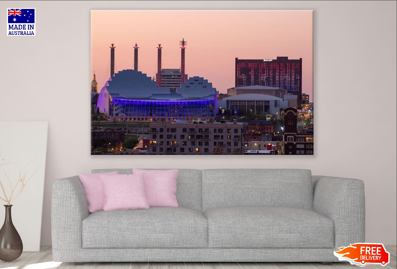 Kansas City Skyline Night Photograph Print 100% Australian Made