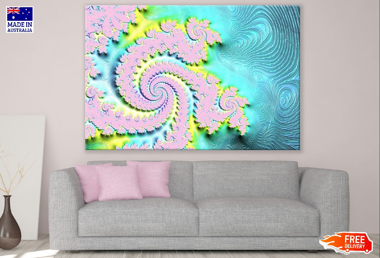Green Pink & Blue Fractal Abstract Design Print 100% Australian Made