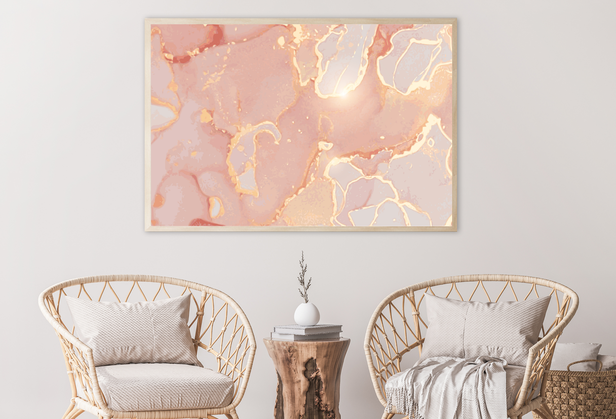 Pink White & Gold Abstract Design Home Decor Premium Quality Poster Print Choose Your Sizes