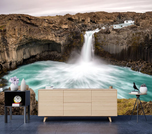 Wallpaper Murals Peel and Stick Removable Waterfall in the Highlands of Iceland Photograph High Quality