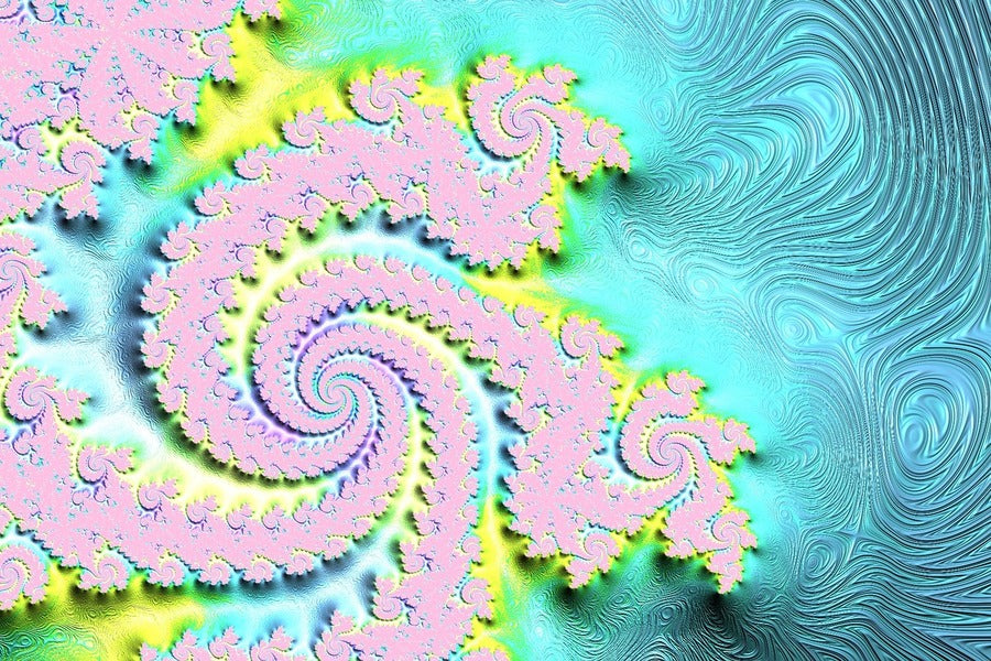 Green Pink & Blue Fractal Abstract Design Print 100% Australian Made