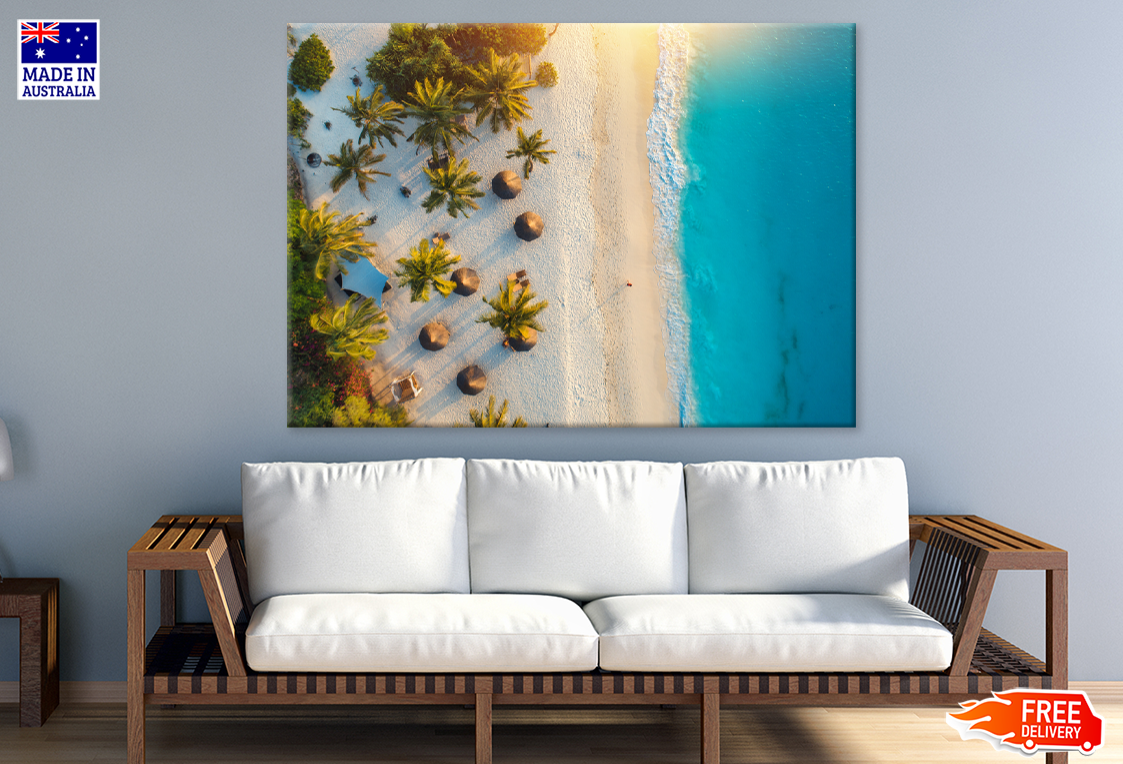 Palm Trees & Sea Aerial View Photograph Print 100% Australian Made