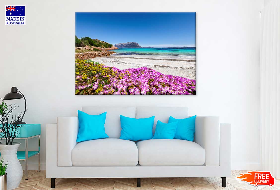 Rocks & Flowers at Doctors Beach Italy Print 100% Australian Made