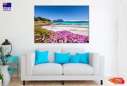 Rocks & Flowers at Doctors Beach Italy Print 100% Australian Made