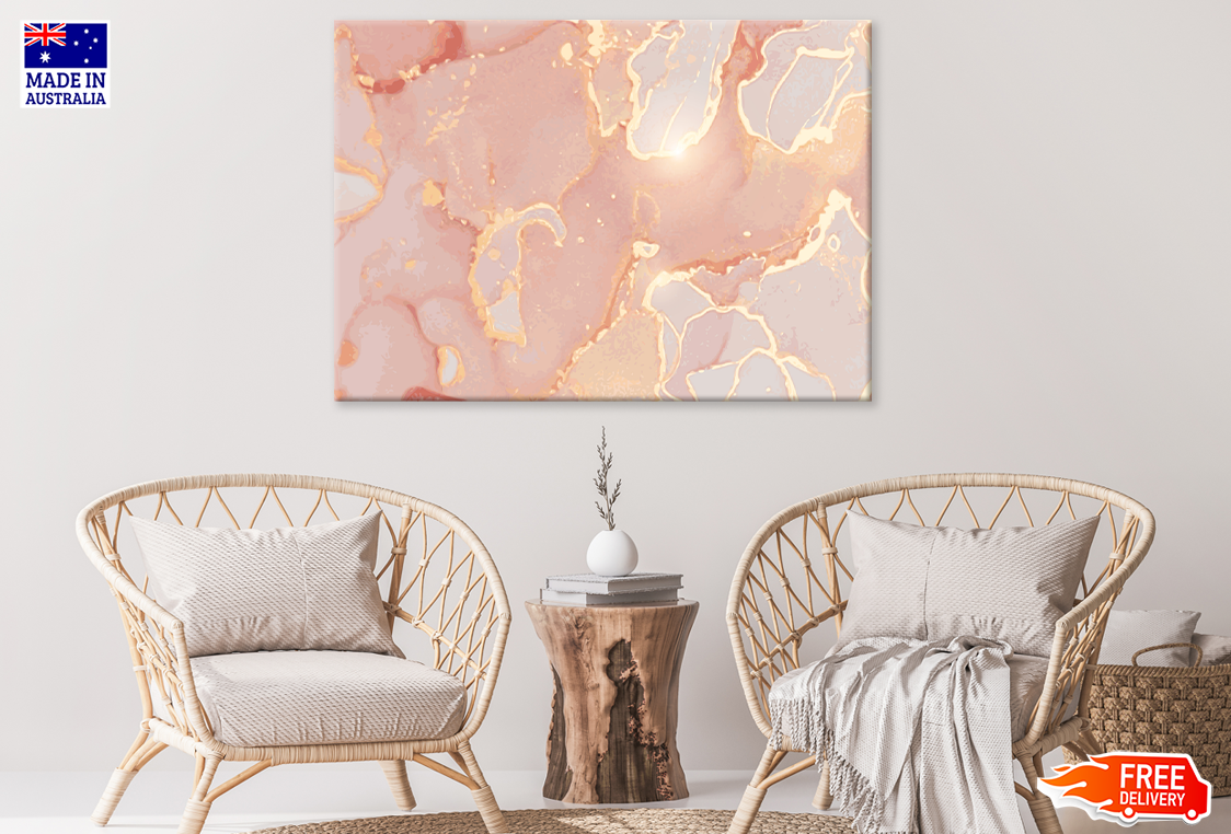 Pink White & Gold Abstract Design Print 100% Australian Made