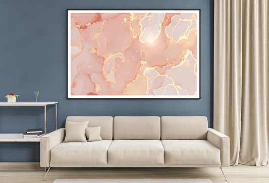 Pink White & Gold Abstract Design Home Decor Premium Quality Poster Print Choose Your Sizes