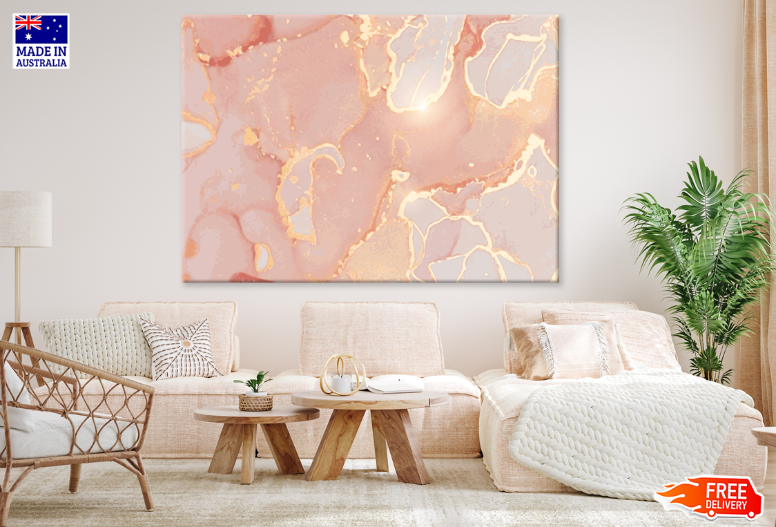 Pink White & Gold Abstract Design Print 100% Australian Made