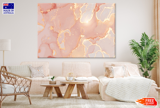 Pink White & Gold Abstract Design Print 100% Australian Made