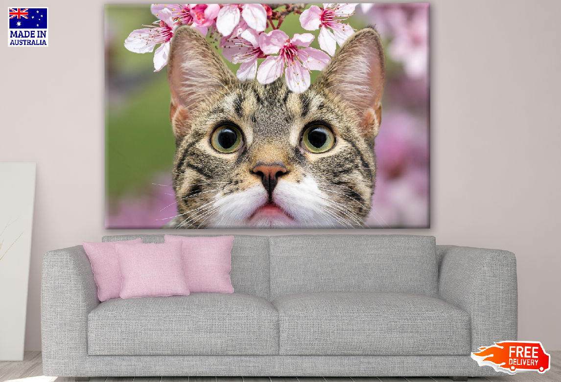 Cat Portrait & Flowers Photograph Print 100% Australian Made