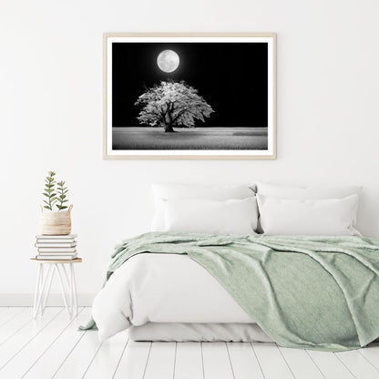 Tree on Field B&W Photograph Home Decor Premium Quality Poster Print Choose Your Sizes