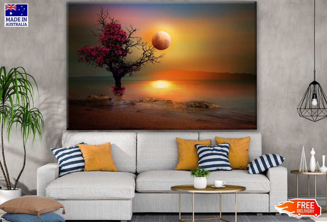 Stunning Sunset Landscape View with Tree Photograph Print 100% Australian Made