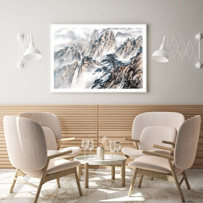 Mountains Scenery Oil Painting Home Decor Premium Quality Poster Print Choose Your Sizes