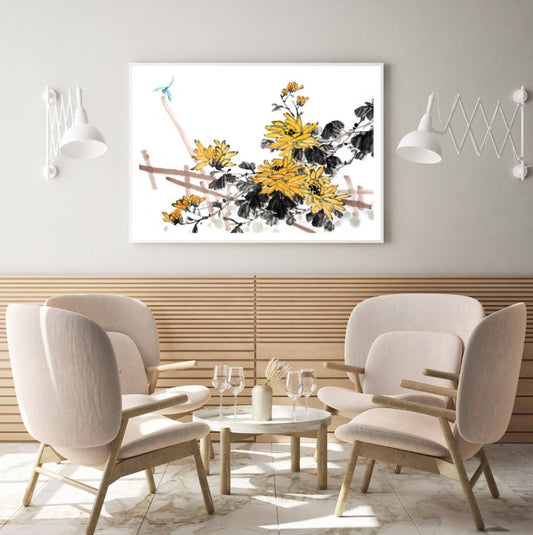 Yellow Flowers Watercolor Painting Home Decor Premium Quality Poster Print Choose Your Sizes