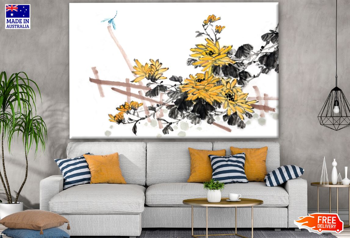 Yellow Flower Tree Watercolour Painting Print 100% Australian Made