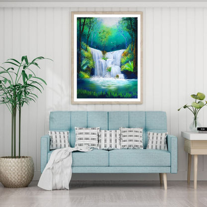 Stunning Waterfall Oil Painting Home Decor Premium Quality Poster Print Choose Your Sizes