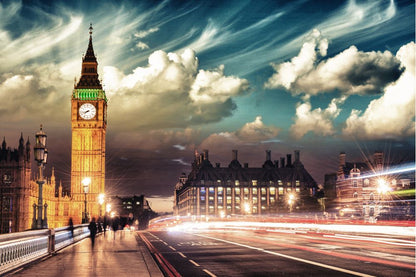 London City Night View Photograph Home Decor Premium Quality Poster Print Choose Your Sizes