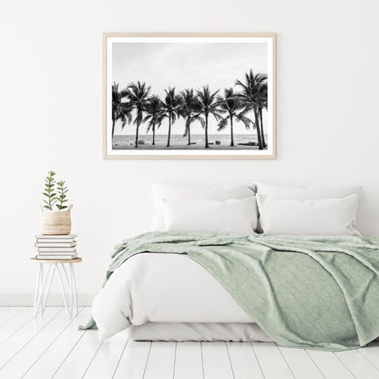 Palm Trees Near Sea B&W Scenery Home Decor Premium Quality Poster Print Choose Your Sizes