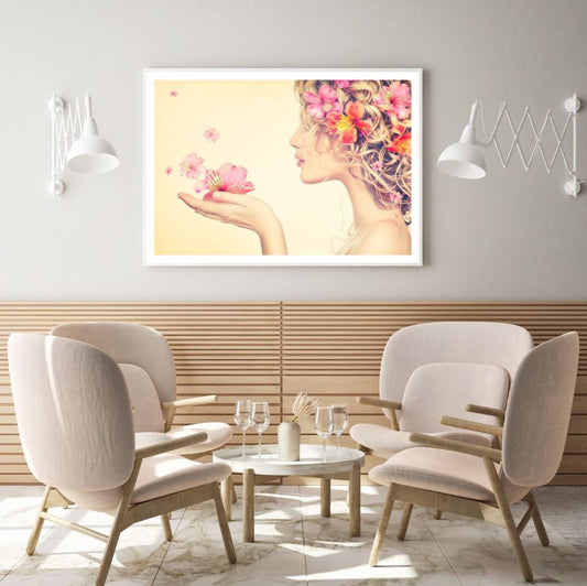 Girl With Flowers Portrait View Home Decor Premium Quality Poster Print Choose Your Sizes