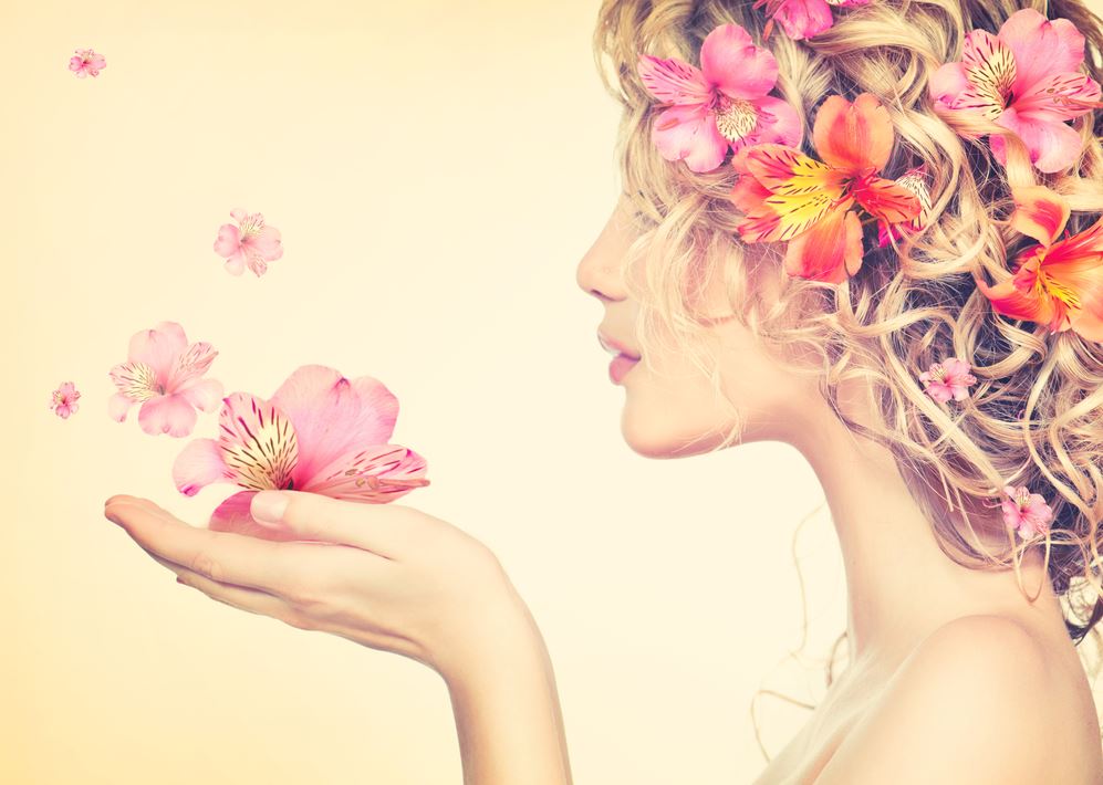 Girl With Flowers Portrait View Home Decor Premium Quality Poster Print Choose Your Sizes