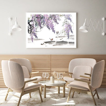 Bird & Flower Tree Watercolor Painting Home Decor Premium Quality Poster Print Choose Your Sizes