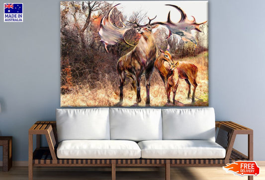 Deer Family Painting Print 100% Australian Made